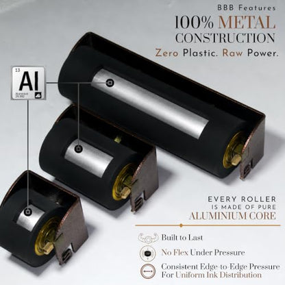 Leoball® Big Beautiful Brayer. 3" Diameter Roller with Ultra-Soft Nitrile Rubber Block Printing Brayer, Deluxe 30-35 Hardness, with Internal Bearing tech. 2 inch - size: 2 inch