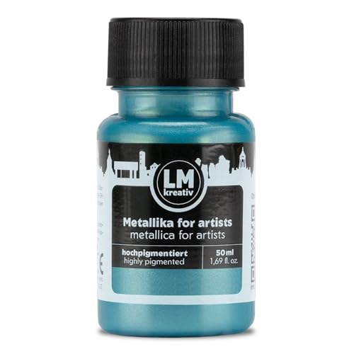 Metallic Acrylic Paint 1.69 fl oz - Turquoise - Premium Metallic Paint for Artists and Crafters. High Coverage, Lightfast & Durable. Ideal for Canvas, Wood, Ceramic & More - color: Turquoise