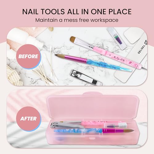 Beauticom Double-Layer Personal Storage Storage Case for Professional Nail Art Pens, Nail Brush, Tools (Pink) - color: Pink