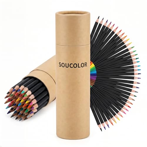 Soucolor 72 Colored Pencils Set - Art Color Pencils for Adult Coloring Book - color: 72 Colors With Cylinder Case