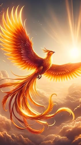 ARTGOTO Phoenix Diamond Painting Kit for Adults 15.7 x 27.5 Inch | Large 5D Full Square Drill Diamond Art Kit, Golden Firebird DIY Gem Art Canvas with 2 Tool Sets, 30% Extra Diamonds - color: AGT001