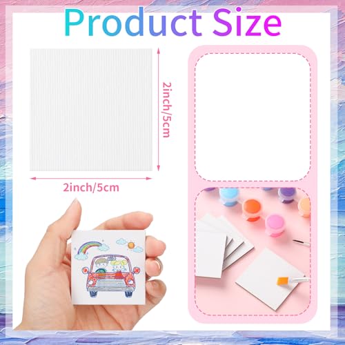 Moinchore 100 Pcs 2 x 2 Inch Mini Painting Canvas Panels Bulk Tiny Art Canvases for Painting Panels Cotton Blank White Small Canvas Acid Free Boards for Watercolor Acrylic Oil Paint - size: 2 x 2 Inch