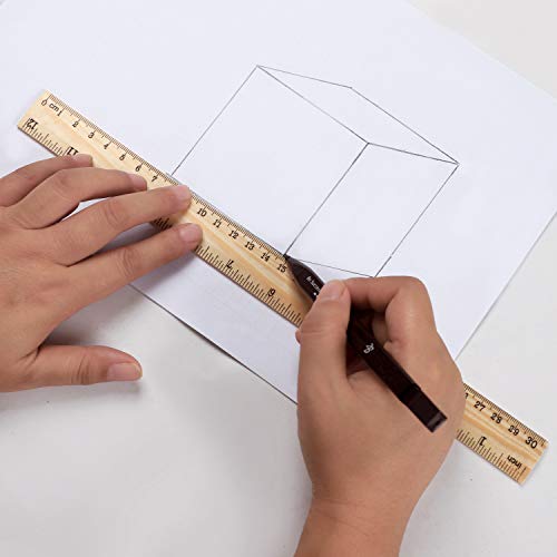KINJOEK 72 Packs 30cm 12 Inch Wooden Rulers, 2 Scale Imperial Metric Double Sided Pine Wood School Measuring Ruler Bulk for Home Classroom Student Office Use Drafting Supplies - size: 72 Packs 12 Inch
