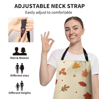 Thanksgiving Aprons for Women Men Turkey Apron with Adjustable Neck Strap Kitchen Chef Grilling Unisex Apron with Pockets for Cooking, Barbecue, Crafting, Sewing - color: Turkey-beige