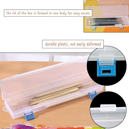 3PCS Brushes Storage Box Paint Brush Drawing Pen Container with Buckle Design, Long Paint Brush Case Watercolor Pen Pencil Container Buckle Design