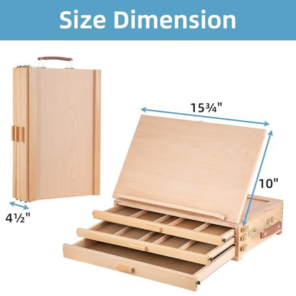 Portable Beechwood Table Easel with 3 Storage Drawers - style: With 3 drawers