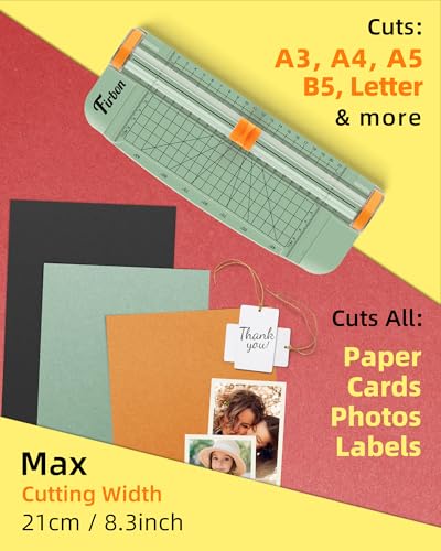 Firbon A5 Paper Cutter, Small Straight Paper Trimmer with Side Ruler | Morandi Compact Design | Cuts Photo, Cardstock, Labels & Coupons | Portable Desktop Slicer | Scrapbooking & Craft Projects - color: A5-morandi