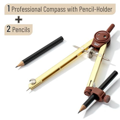 Mr. Pen- Metal Geometry Compass, Center-Wheel Design - color: Gold