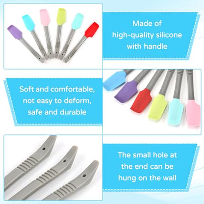 6 Pcs Mini Spatula Silicone,Curved Small Spatula,Spatulas For Kitchen Use,For Kitchen Cooking & Baking,For Use Wet Pet Food Can Jar Cooking Frosting Or Mixing