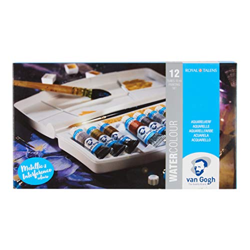 Van Gogh Watercolor Paint Set, Plastic Pocketbox, 12x10ml Specialty Metallic & Interference Colors Selection - color: 12 Metallic/Interference (Plastic Pocketbox), style: 10ml Tube