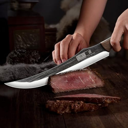 HOSHANHO Butcher Knife Set, 3PCS Knife Set of Meat & Slicing & Boning Knife | Ultra Sharp Kitchen Knife Set, Hand Forged High Carbon Steel Knives Set for Home & Camping & BBQ Gift with Men - size: 10"