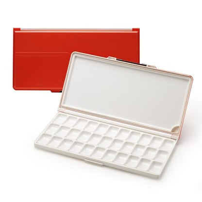 MEEDEN Watercolor Palette with Lid: 33 Wells Airtight Folding Paint Palette with Large Mixing Tray - Empty Acrylic Painting Art Pallet 12.5''x 6.5'' Red - color: Red