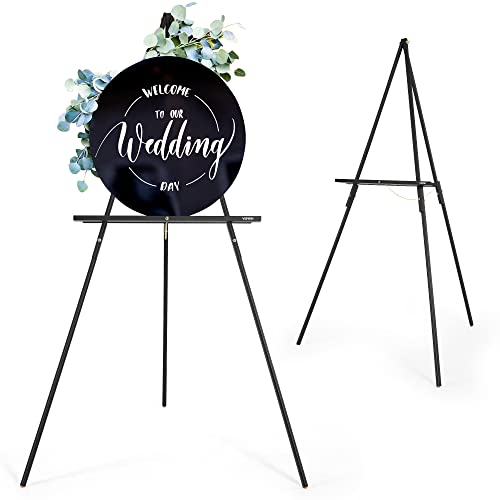 VISWIN 63" Black Easel Stand for Wedding Signs, Adjustable Wooden Display Easel with Holder, Tripod Floor Easel for Welcome Board, Poster, Picture, Photos, Paintings - color: Black, size: 1 PCS