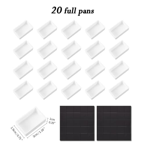 20 Empty Full Pans Watercolor Palette Tins Box with Magnetic Squares - color: Green Rose, size: 20 Full Pans