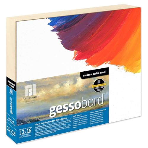 Ampersand Gessobord for Acrylic, Oil and Mixed Media, 1/8 Inch Depth, 12X16 Inch (GBS12) - size: 12" x 16"