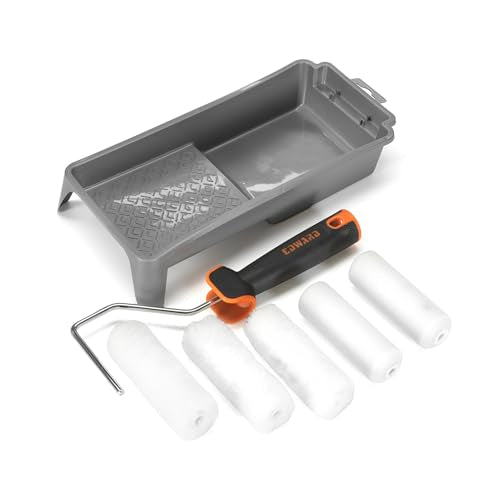 Edward Tools 7 Piece 4” Paint Roller Kit - Includes Acrylic, Polyester and Foam Covers - Deluxe Plastic Paint Tray - Ergo-Grip Frame with Rubber Handle