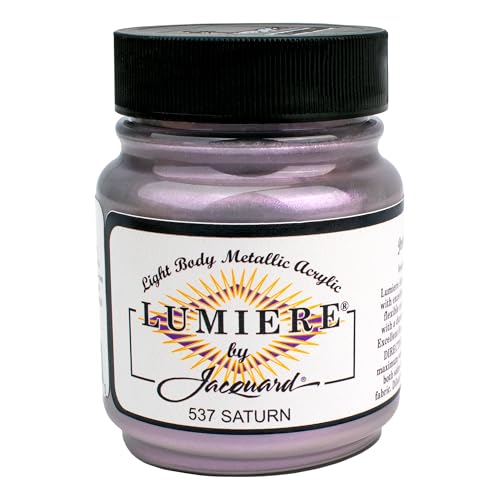 Jacquard Lumiere 2.25oz Fabric Paint Saturn - Metallic Paint for Fabric Paper Wood Ceramic and Metal - Light-bodied Metallic Acrylic Paint - Lightfast & Vibrant Metallic Acrylic Paints - color: Saturn, size: 2.25 Fl Oz (Pack of 1)
