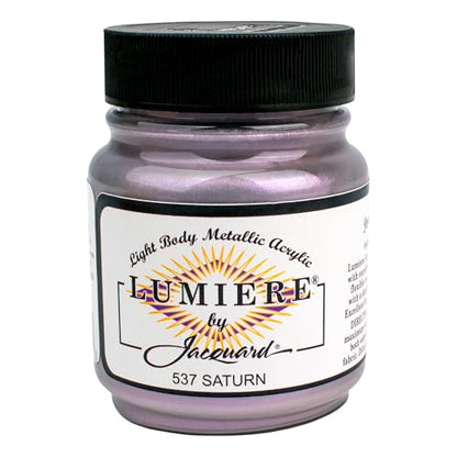 Jacquard Lumiere 2.25oz Fabric Paint Saturn - Metallic Paint for Fabric Paper Wood Ceramic and Metal - Light-bodied Metallic Acrylic Paint - Lightfast & Vibrant Metallic Acrylic Paints - color: Saturn, size: 2.25 Fl Oz (Pack of 1)