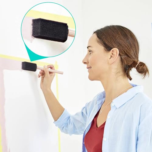 HINZIC 4 Pcs 4 Sizes Foam Paint Brushes, 1inch 2inch 3inch 4inch, Black - color: Black-1",2",3",4",4pcs