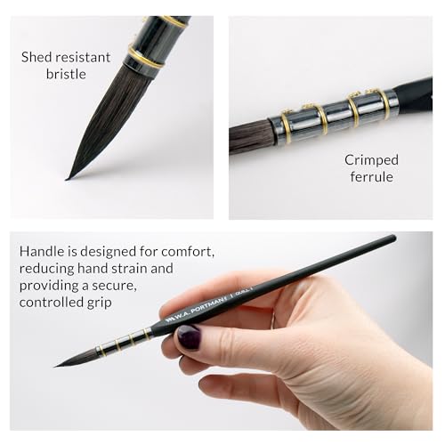 WA Portman Quill Round Watercolor Brushes, Professional 4pc Set Quill Brush - color: Quill