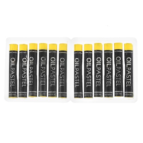 PATIKIL Yellow Oil Pastels, 12Pcs Soft Oil Crayons Creamy Pastels Stick Art Supplies for Art Painting Drawing Blending Graffiti for Artists Beginners - color: Yellow