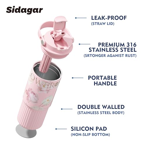 26 oz Insulated Stainless Steel Tumbler with Straw & Handle Pink - color: Pink