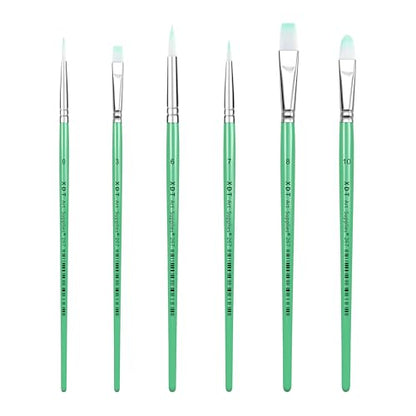 XDT#267 6Pcs Paint Brush Set for Acrylic Watercolor Oil – Professional Art Brushes with Ergonomic Handle, Non-Shedding Nylon Hair for Adults Kids Craft Painting - color: Green 6pcs