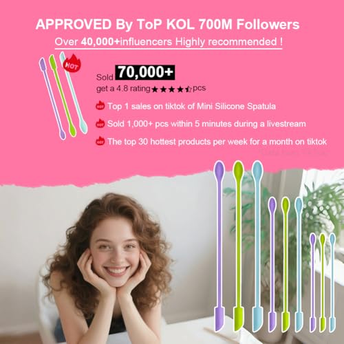 9 Pieces Mini Silicone Spatula-Makeup Spatula-Small Silicone Spatula-Thin Spatula Set for Skinny Openings-Abnaok Tiny Scraper for Jar,Kitchen Bottles,Cosmetic