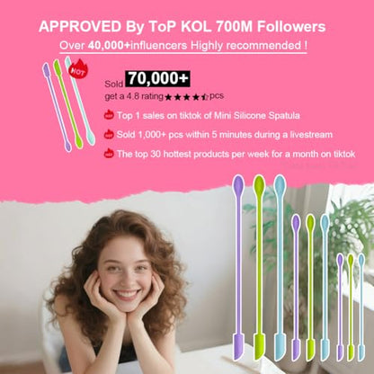 9 Pieces Mini Silicone Spatula-Makeup Spatula-Small Silicone Spatula-Thin Spatula Set for Skinny Openings-Abnaok Tiny Scraper for Jar,Kitchen Bottles,Cosmetic