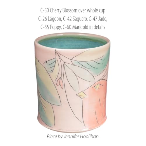 AMACO Celadon High Fire Gloss Glaze, 16 oz. (473 mL), C-50 Cherry Blossom | Transparent, Mixable Mid-High Fire Cone 5-6 (C) Liquid Ceramic Pottery Glaze for Bisque - color: C-50 Cherry Blossom