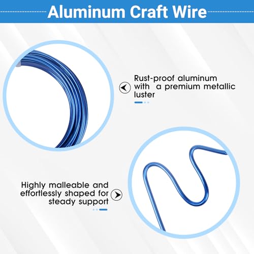 2 Rolls Aluminum Craft Wire, 9 Gauge (3mm) Flexible Metal Wire for Jewelry Making, 65.6 Ft (32.8 Ft/Roll) Bendable Armature Wire for Bonsai, Sculpting and DIY Crafts [Royal Blue] - size: 9Gauge 32.8Ft Each, style: Royal Blue
