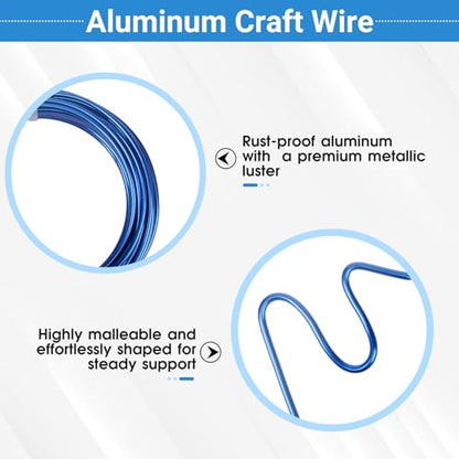 2 Rolls Aluminum Craft Wire, 9 Gauge (3mm) Flexible Metal Wire for Jewelry Making, 65.6 Ft (32.8 Ft/Roll) Bendable Armature Wire for Bonsai, Sculpting and DIY Crafts [Royal Blue] - size: 9Gauge 32.8Ft Each, style: Royal Blue