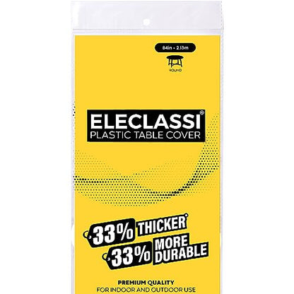 Eleclassi Yellow 12 Pack Premium Round Disposable Tablecloth - 84 Inch Round Plastic Table Cloths for Parties - color: Yellow, size: 12 Pack Round