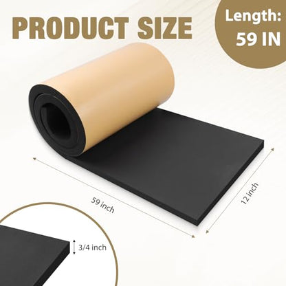 LSGCQ Sponge Neoprene Foam Padding Self Adhesive Foam Sheets, Black | Closed Cell Foam Sheet Neoprene Rubber Pad for DIY Gaskets Shock Pads Liner Crafts, 12" Wide x 3/4" Thick x 59" Long - color: Black, size: 12" Wide x 3/4" Thick x 59" Long