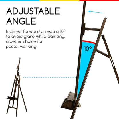MEEDEN Easel for Painting: Adjustable Solid Beech Wood Studio Easel for Adults with Brush Holder, Holds Canvas up to 48" - color: Gray
