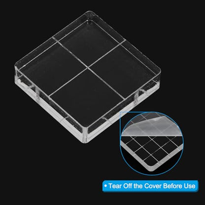PATIKIL Acrylic Stamp Block, 15 Pack Stamping Block Square Shape with Grid Lines Decorative Mounting Blocks Set for Scrapbooking DIY Crafts Card Making, 1" x 1" - size: 1" x 1"