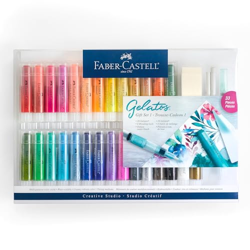 Faber-Castell Gelatos Gift Set: 28 Watercolor Gel Crayons and Art Supplies for Painting, Drawing & Journaling, Versatile Art Pigment Crayons, Gel Sticks for Mixed Media - style: Original Gift Set