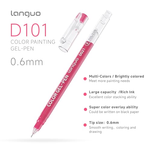 languo Acrylic Gel Pens for Coloring, 45 Colors, 0.6mm Fine Tip | Colored Pens with Durable Storage Case, Smooth Ink Flow, Vibrant Colors, Great for Drawing, Journaling, Doodling, DIY Crafts - color: 72 Colors Set