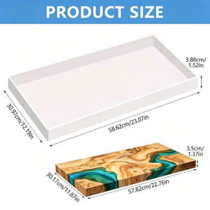 23in Epoxy Resin Mold Large Silicone Molds for Resin Reusable Tray | Rectangular Silicone Resin Casting Mold for River Tables, Coffee Tables and Cutting Boards, Ideal for DIY Craft & Home Decor