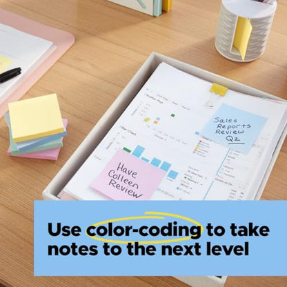 Post-it Recycled Super Sticky Pop-up Notes, 1 7/8" x 1 7/8", Wanderlust Pastels Collection, 70 Sheet/Pad, 18 Pads/Pack | School Supplies and Office Products, 2X the Sticking Power