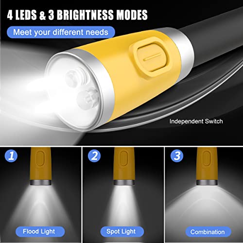 LEDGLE LED Neck Light for Reading Rechargeable Neck Flashlight for Knitting, 3 Adjustable Brightness, Flexible Soft Silicone Arms - for Reading Knitting Crocheting Camping Repairing (Yellow) - color: Yellow