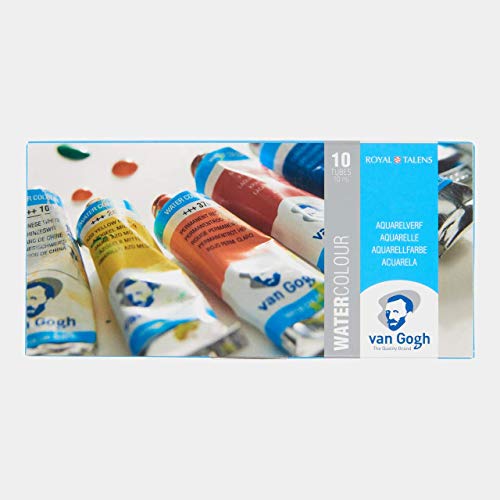 Van Gogh Watercolor Paint Set, General Selection, 0.33 fl oz Tube Set | Professional-Grade Watercolor Paint with High Lightfastness, Intense Colors with Uniform Viscosity - color: 10 General (Standard Box), style: 10ml Tube