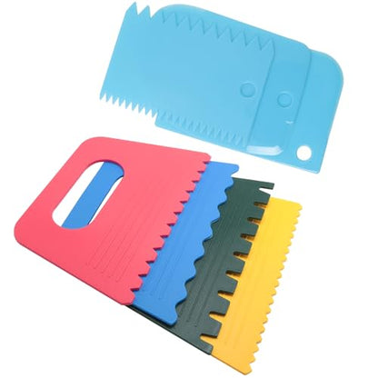 7PCS Plastic Thickened Scraper 5.04x3.15in Oil Painting Palette Knife Pigment Scraper Four Color Plastic Thickened Scraper Colored Pigment Scraper Set Artistic Palette Knife Tool