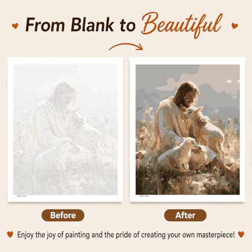 AUKELHJ Paint by Numbers Kit for Adults Beginner, Jesus, 16X20 Inch - color: 11-Jesus