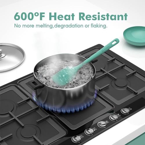 ChefAide 4 Pieces Silicone Spatula Set, Food Grade Rubber Spatula, Upgrade Strong Handle with Ergonomic Grip, Heat Resistant for Nonstick Cookware, Cooking - color: Sage, size: 4 pieces