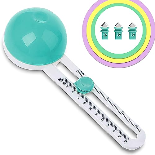 Circle Cutter, Craft Circle Cutters for Crafts, Cut Diameter 4'' to 12.5'' | Paper Circle Cutter with 3 Blades, Circular Paper Cutters, Adjustable Circles Cutter Tool for Papers, Compass Cutting Tool - color: Green
