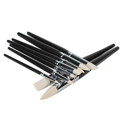 BQLZR Clay Coloring Drawing Tool Set - 9pcs, Black Wood Shank, Silicone Tips, Clay Shapers, Pottery Painting Tools