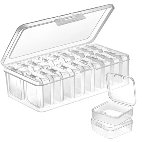 DUOFIRE Bead Organizer 18 Clear Plastic Bead Storage Containers Hinged Lids - size: 18 Grids | 1 Pack