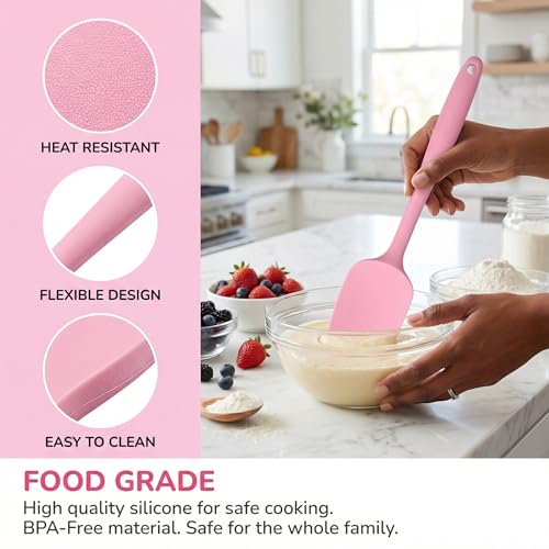5 Pcs Silicone Spatula,Food Grade Rubber Spatula, Spatulas Silicone Heat Resistant, Used for Baking, Cooking, non Stick, Dishwasher Safe, BPA Free