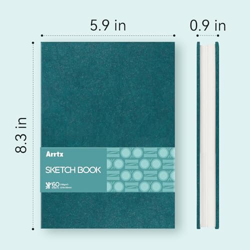 Arrtx A5 Premium Sketch Book, 120 Pages, 180 GSM | Hardcover, Thick Acid-Free Drawing Paper. Ideal for Artists, Students, and Professionals. - color: Blue